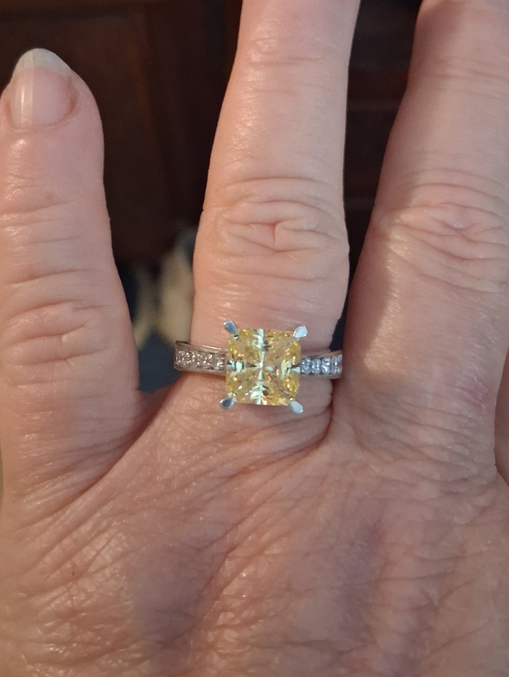 1.5 Carat Champagne CZ ENGAGEMENT RING in Sterling Silver Size 7